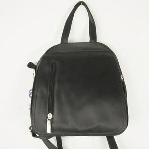 Vintage 90s Y2K 2000s Retro Black Satin Mini Backpack w Purple Frog Charm